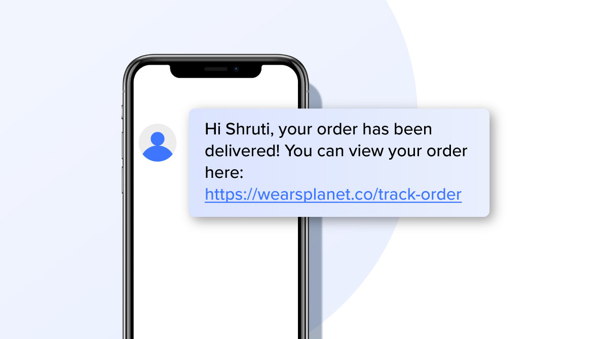 Confirm the delivery SMS template | An Amazon delivery message to a customer 