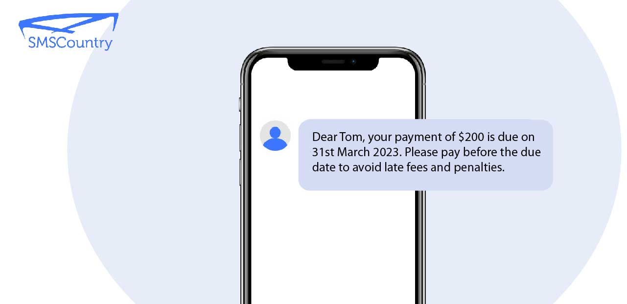 Payment due SMS template